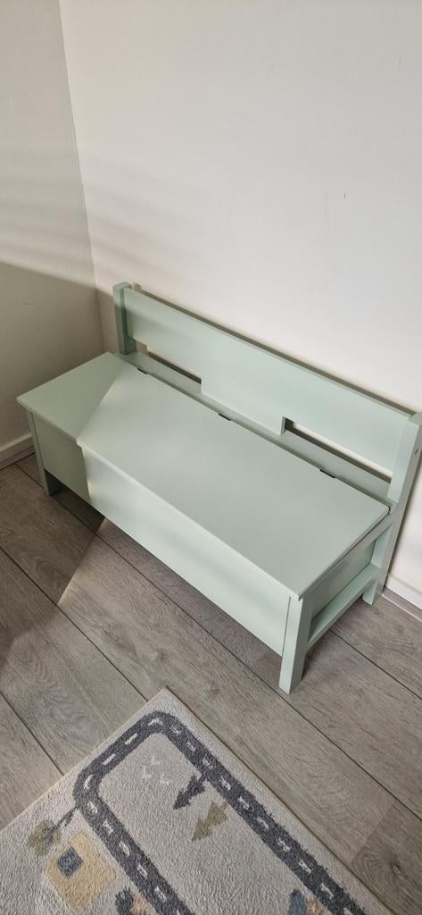 Mintgroen opbergbankje kinderkamer - Zo goed als nieuw, Kinderen en Baby's, Kinderkamer | Overige Meubels, Ophalen, Zo goed als nieuw