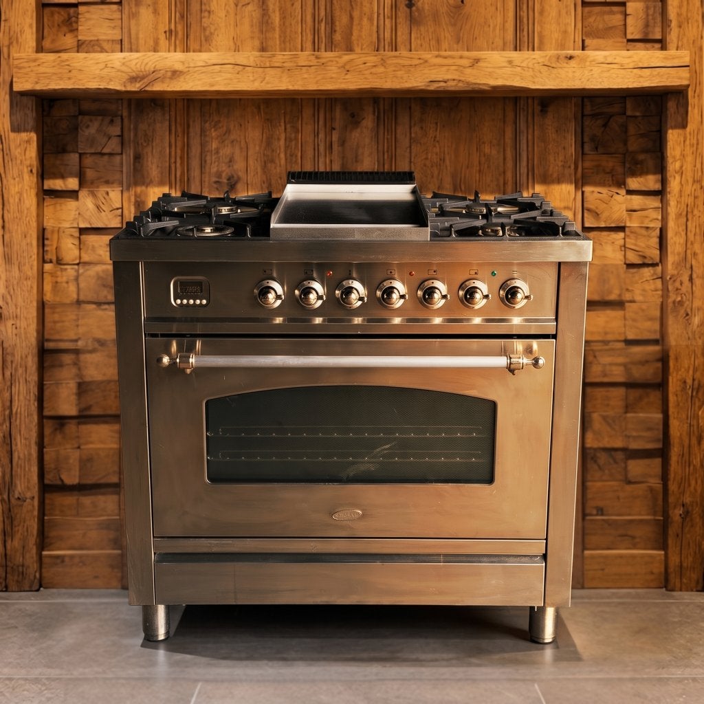 Boretti 90 cm · RVS · 5 pits · 1 oven · Incl conditierapport, 60 cm of meer, Refurbished, Ophalen of Verzenden, Gas