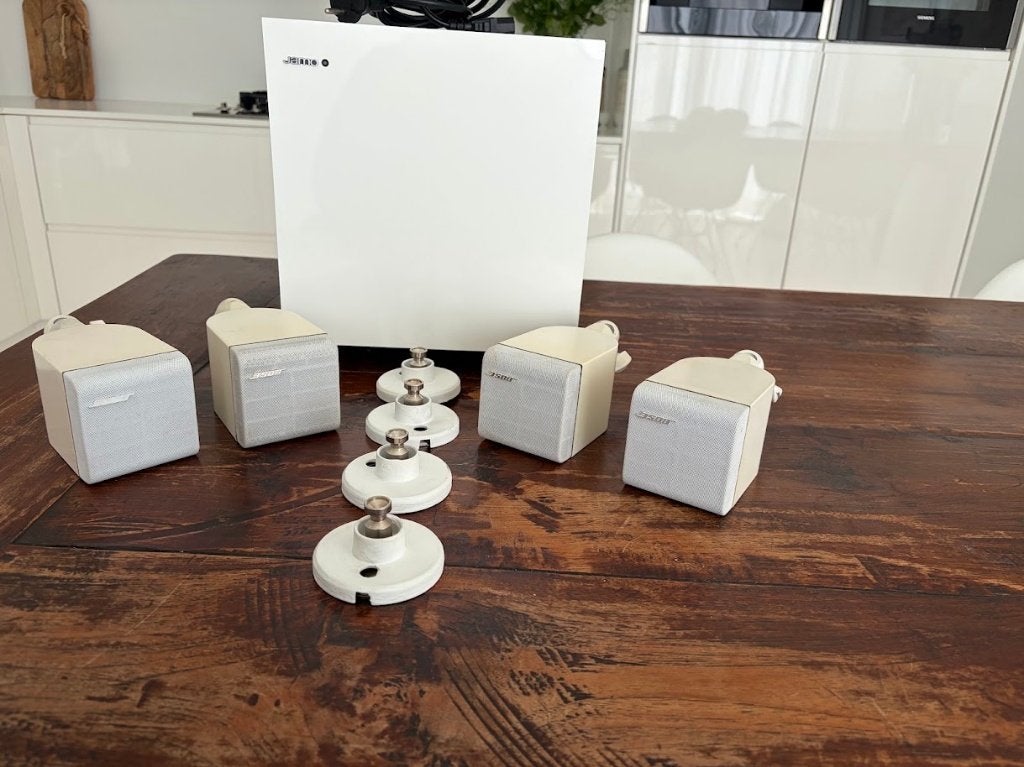 4 BOSE akoestische surround speakers met JANO subwoofer, Gebruikt, 70 watt of meer, 3.1-systeem, Overige spelers