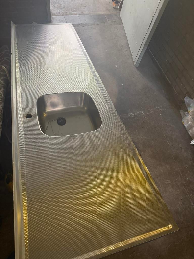 RVS werkblad met ingebouwde spoelbak, Huis en Inrichting, Keuken | Keukenelementen, Ophalen, Gebruikt, 50 tot 100 cm, Minder dan 25 cm