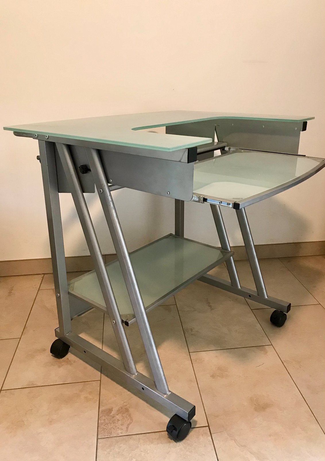 Computerbureau, Ophalen, Gebruikt, 80 cm of meer, Glas