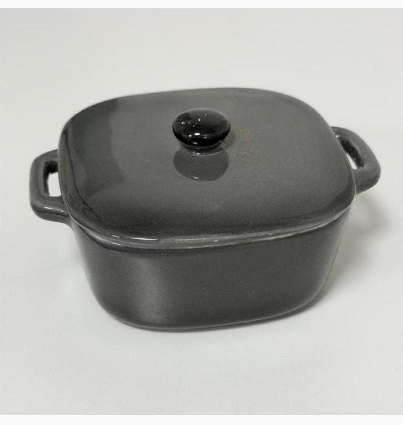 Mini Ovenschaal / Stoofpan met Deksel – Keramiek Donkergrijs, Keramiek, Ophalen of Verzenden, H, H