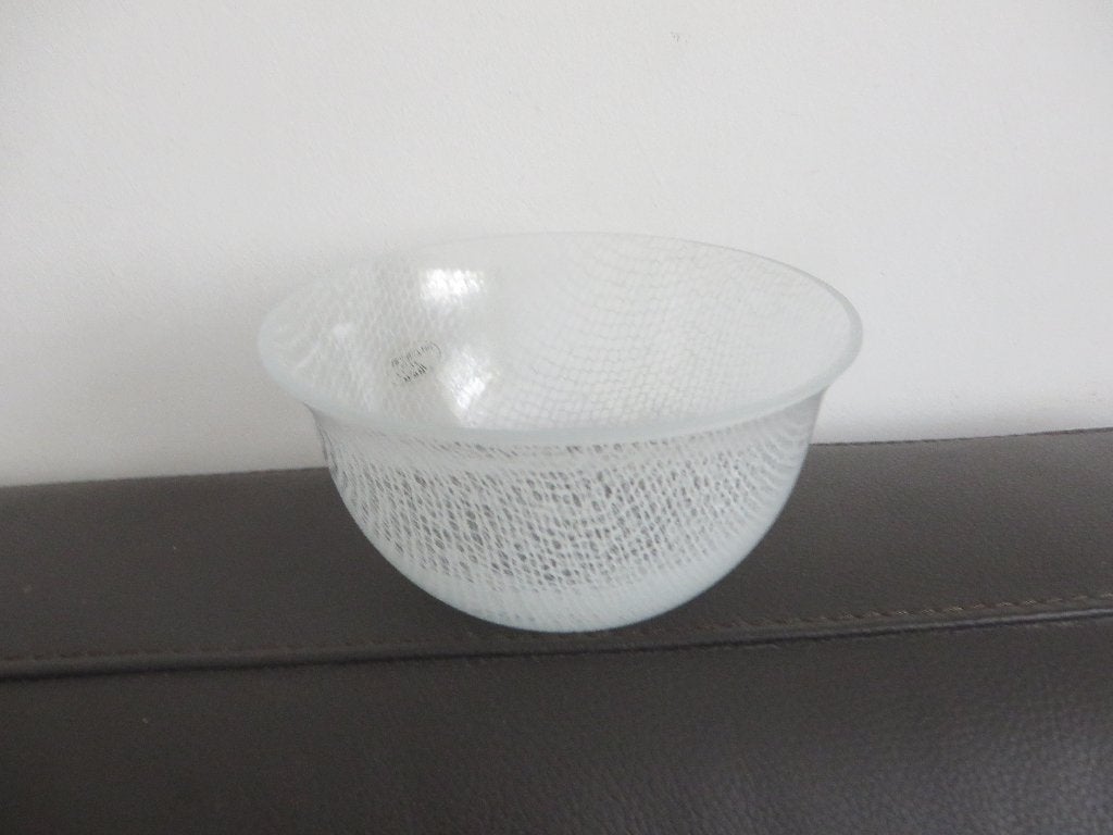 Ritzenhoff design glazen kom, kant effect, helder en wit, Ophalen of Verzenden, Schaal, Wit, Glas