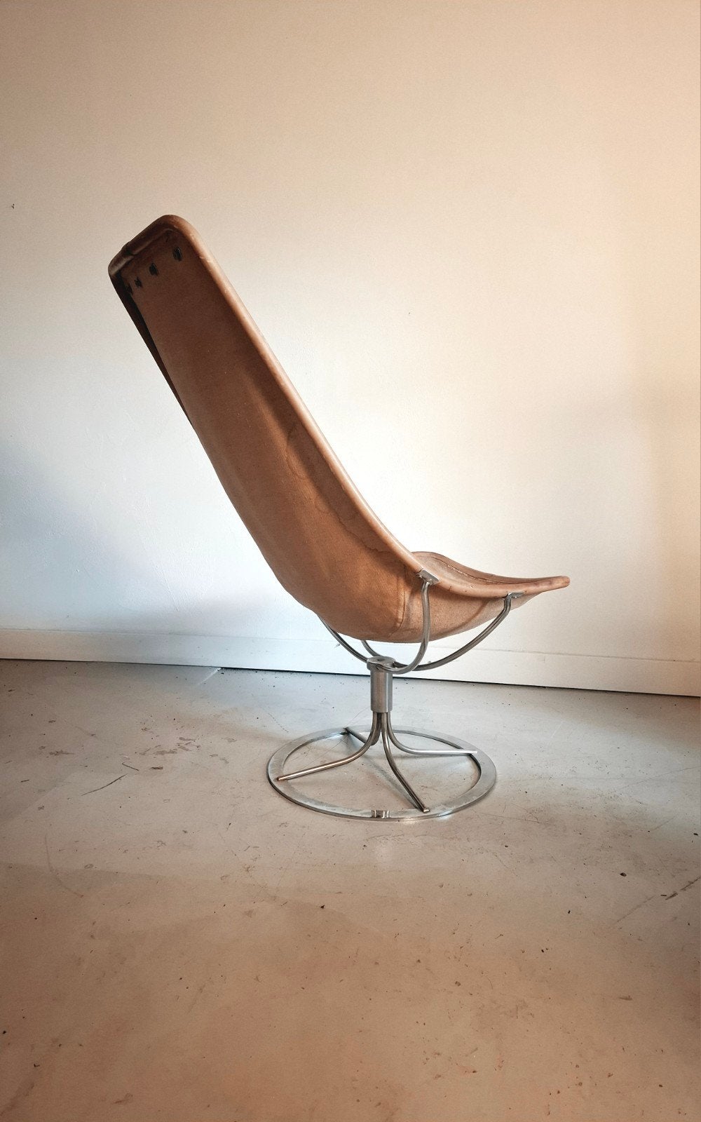 Vintage stoel Bruno Mathsson Jetson DUX Scandinavisch, Huis en Inrichting, Ophalen of Verzenden, Gebruikt, Leer, 50 tot 75 cm