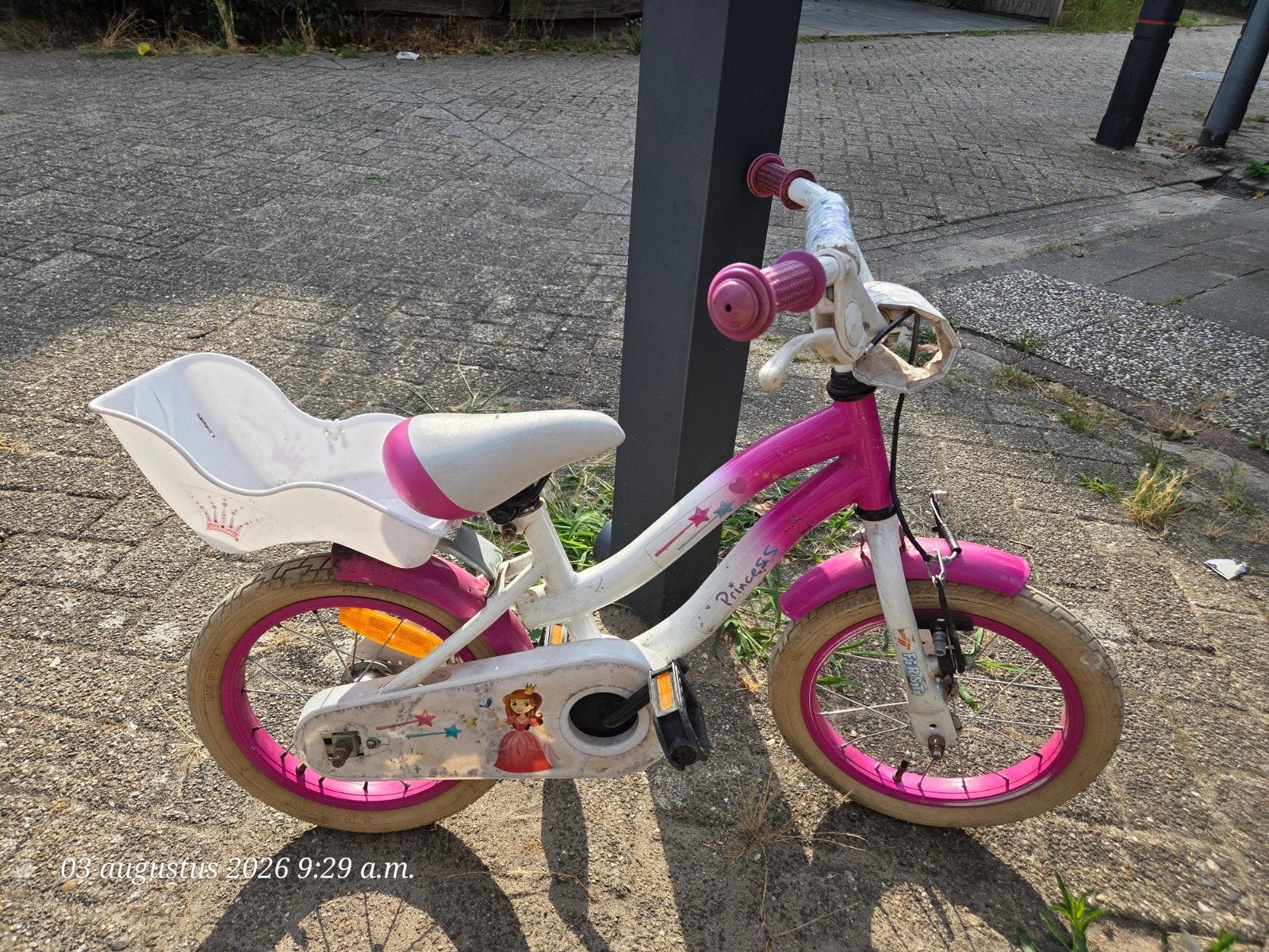 Roze kinderfiets Princess 14 inch, Fietsen en Brommers, Fietsen | Kinderfietsjes, Ophalen, Terugtraprem, Gebruikt, Princess