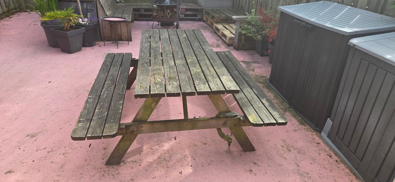 Robuuste houten picknicktafel voor buiten, Ophalen, Gebruikt, Rechthoekig, Hout