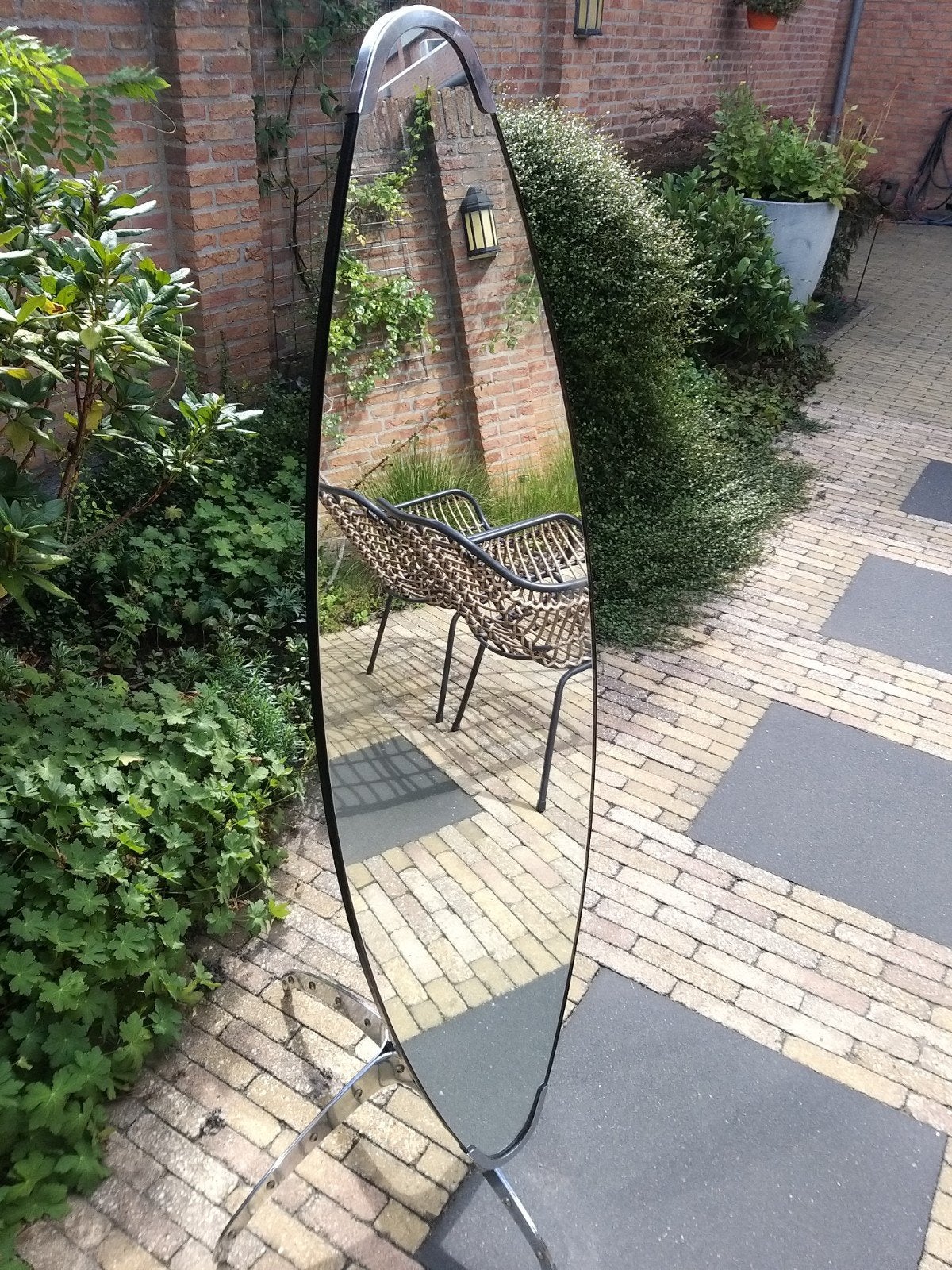 Dulton "Psyche" staande spiegel, Yasuki Sasamoto, jaren 70, Antiek en Kunst, Ophalen of Verzenden, Ovaal, Minder dan 50 cm, 100 tot 150 cm