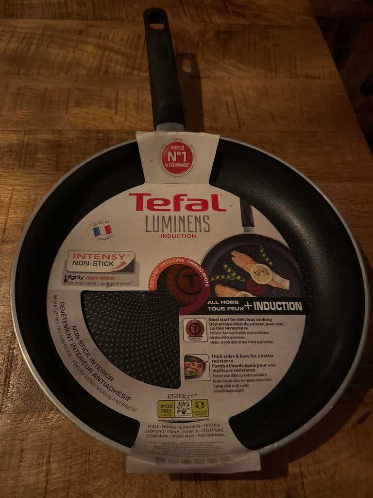 Tefal Luminens Induction koekenpan 28cm, Ophalen of Verzenden, Nieuw, Aluminium