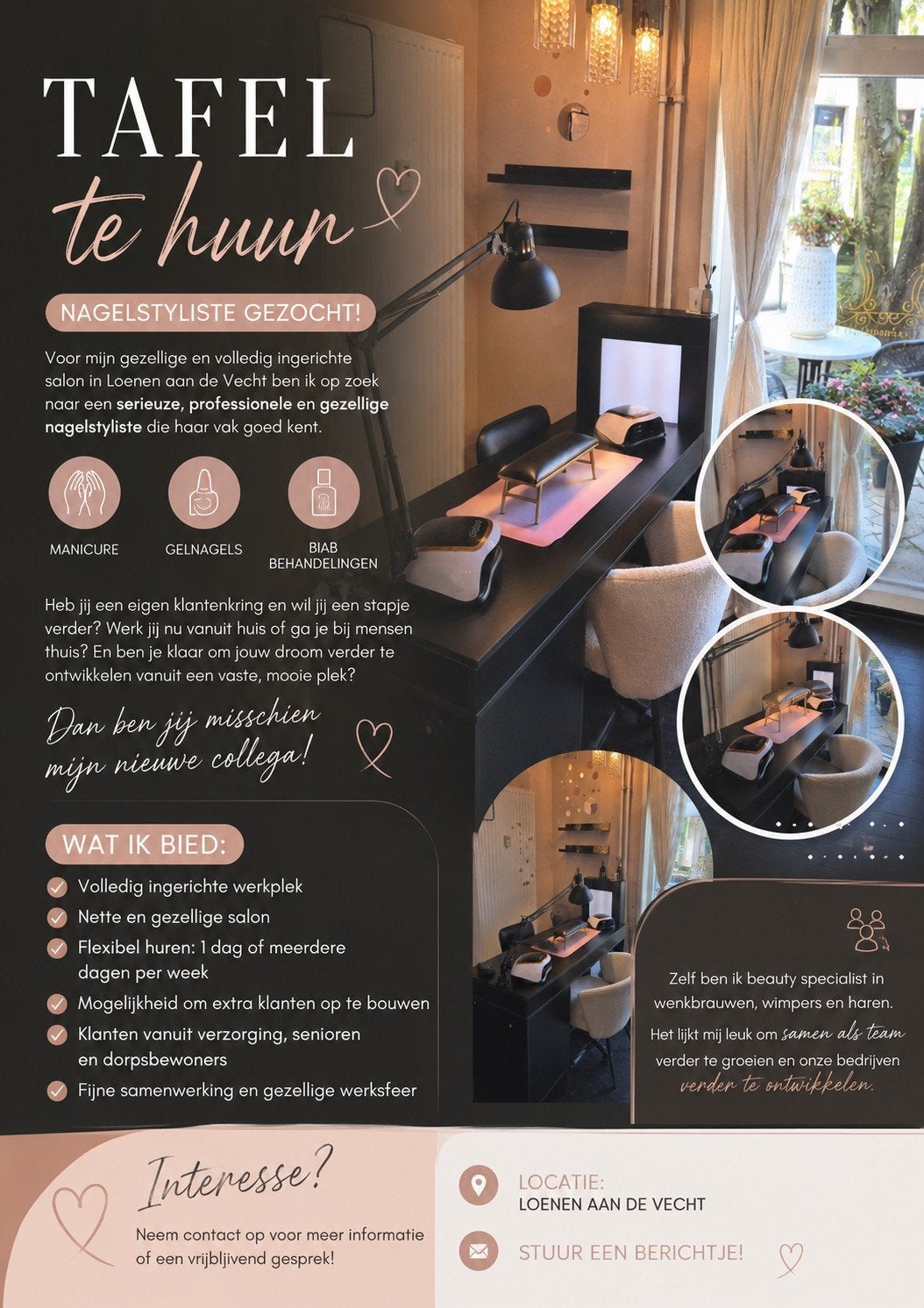 Plek te huur voor nagelstyliste!!, Sieraden, Tassen en Uiterlijk, Uiterlijk | Cosmetica en Make-up, Ophalen of Verzenden, Nieuw