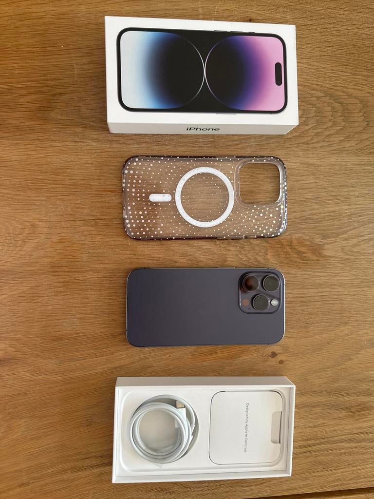 iPhone 14 Pro 256GB Deep Purple met hoesje, 256 GB, IPhone 14 Pro, Paars, Ophalen of Verzenden