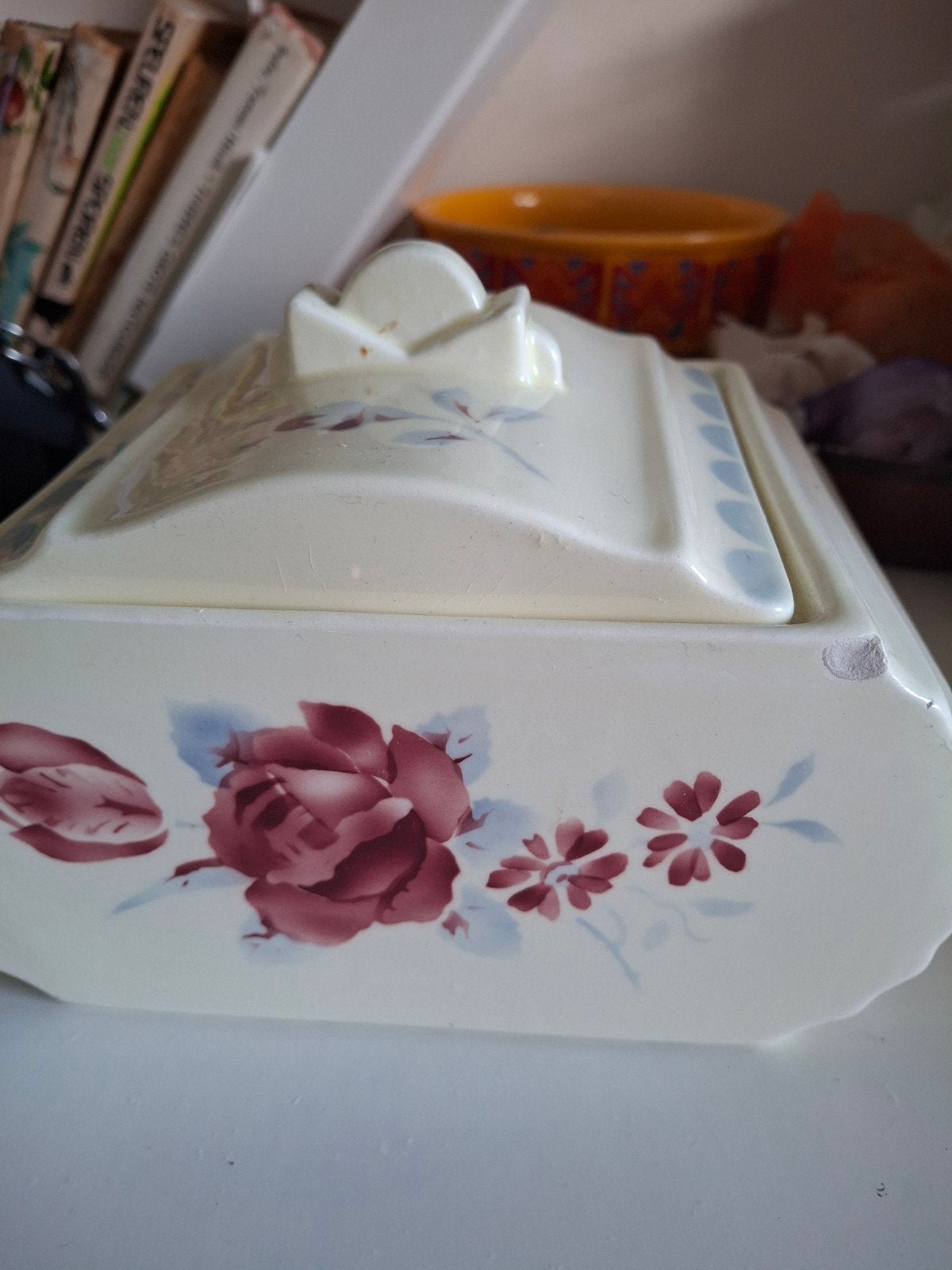 Vintage Aardewerk Bakje met Bloemmotief, Ophalen of Verzenden