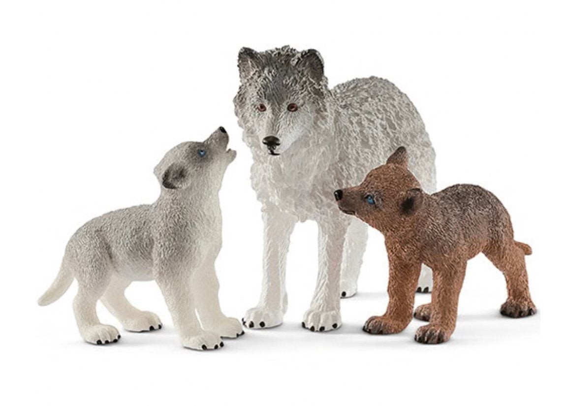 Schleich Wild Life Moederwolf met Welpen Speelfiguren, Ophalen of Verzenden, Zo goed als nieuw