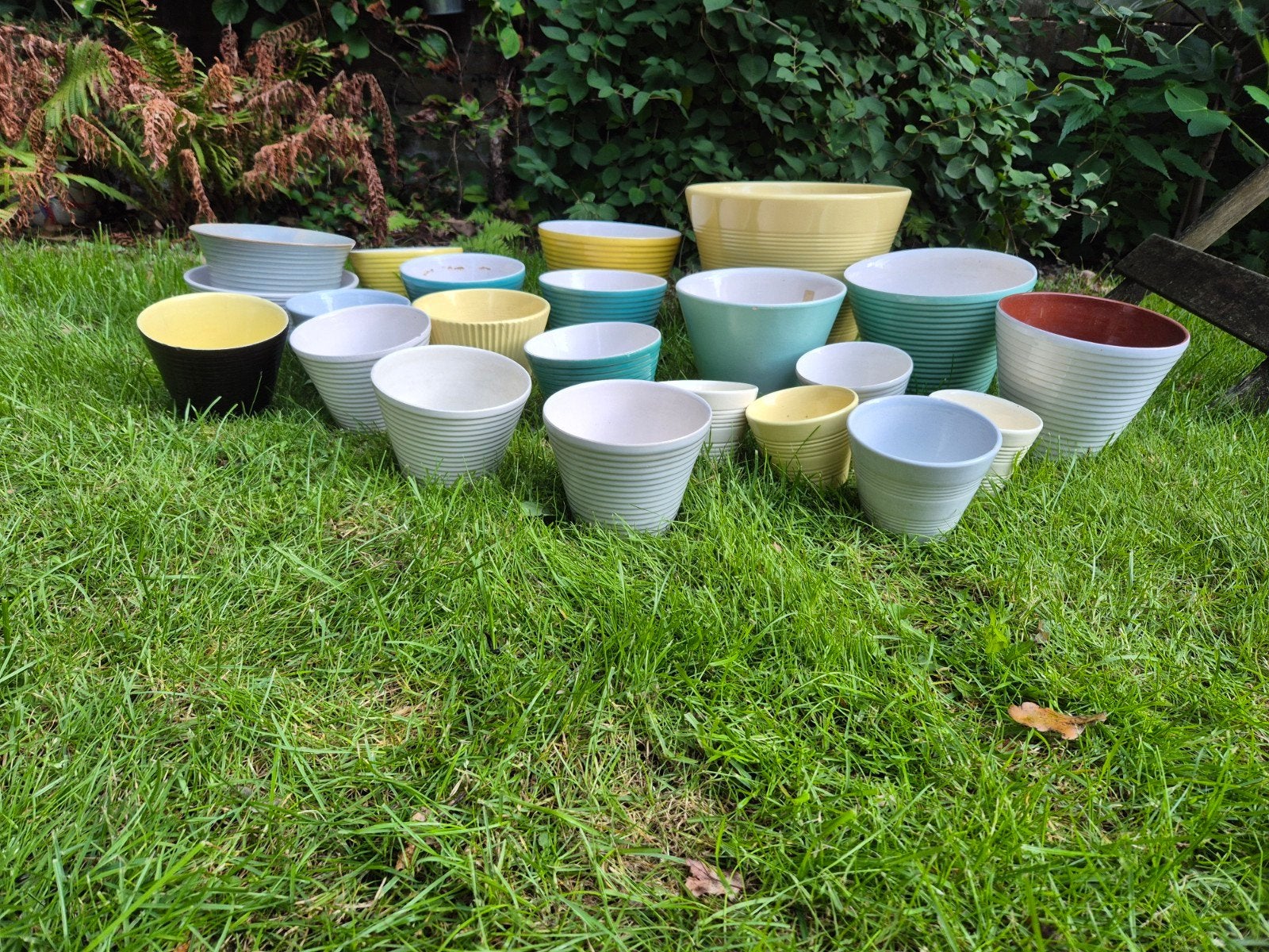 Grote set vintage bloempotten, Ophalen, Rond, Aardewerk, Minder dan 40 cm