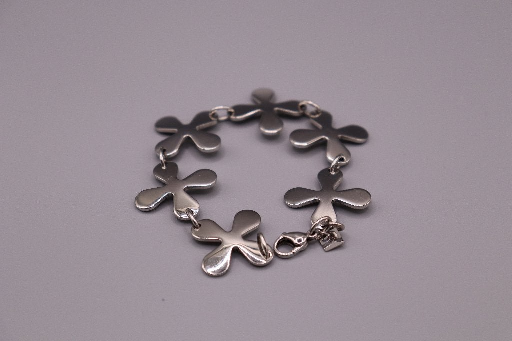 Armband | staal 19 cm | klaver vier, Sieraden, Tassen en Uiterlijk, Ophalen of Verzenden, Zo goed als nieuw, Overige kleuren, Staal