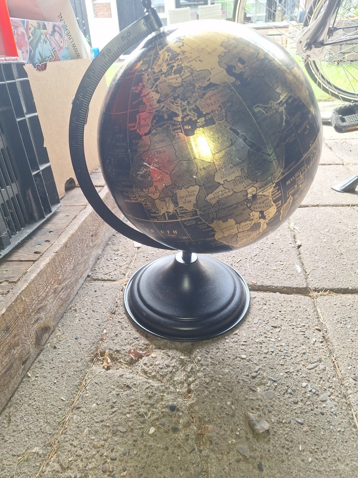 Decoratieve Wereldbol - Zwart/Goud, Ophalen of Verzenden, Gebruikt