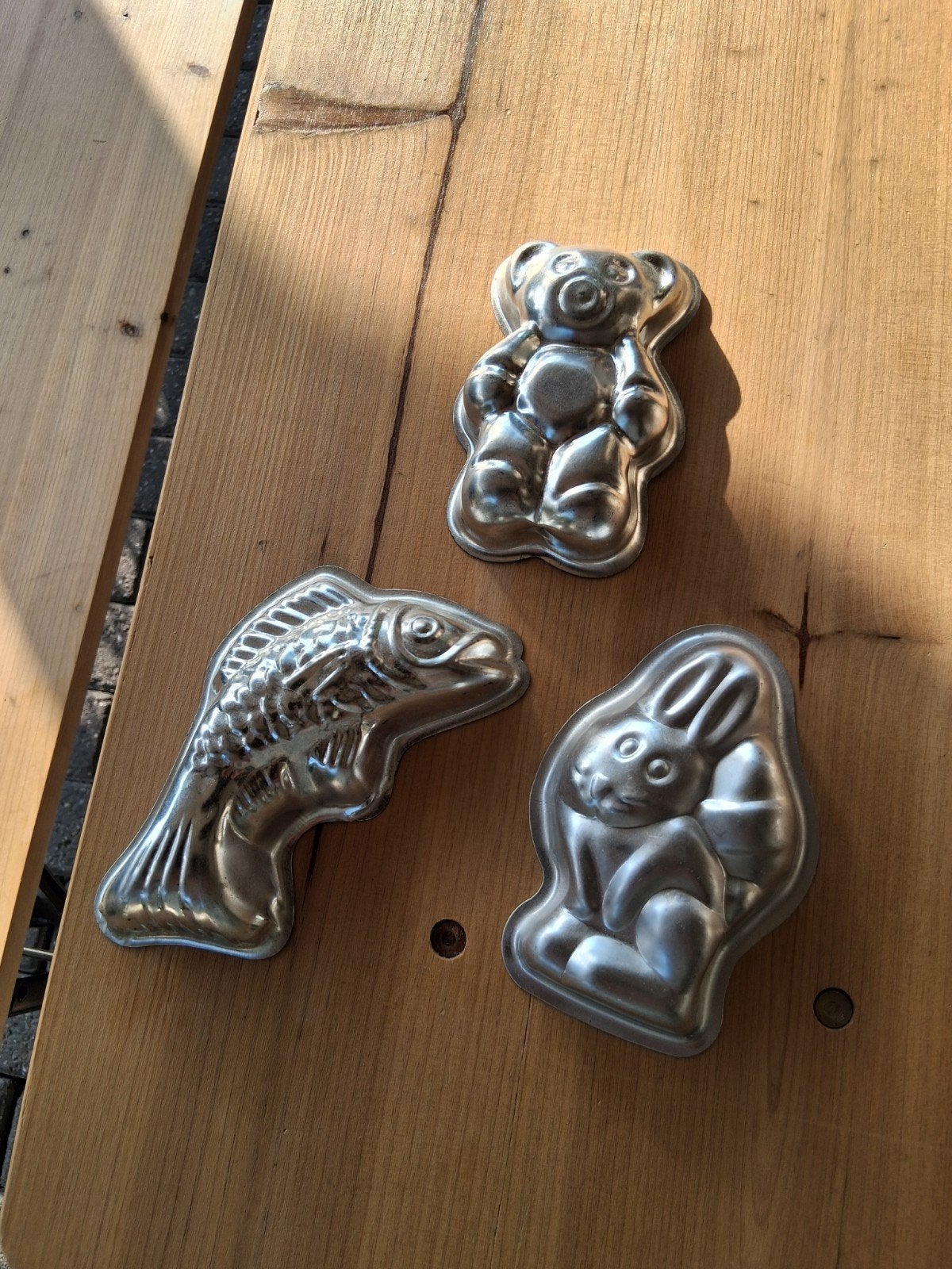 Set van 3 vintage bakvormen: beer, vis en konijn, Ophalen