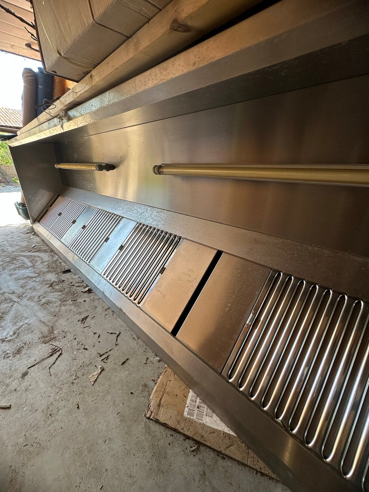 Professionele RVS Afzuigkap NU-AIR DMD500 (390x110x50cm), Witgoed en Apparatuur, Afzuigkappen, Gebruikt, Inbouw, Overige typen
