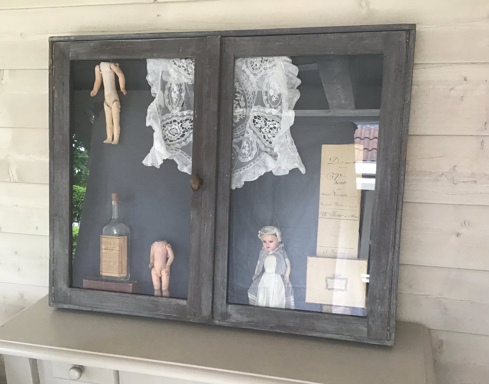 Oud vitrinekastje,vitrinekast,Brocant kastje,kastje,vitrine, Ophalen
