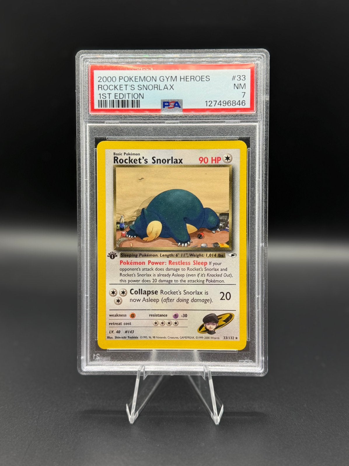 Pokemon Rocket’s Snorlax #33/132 1st edition PSA 7, Ophalen of Verzenden, Zo goed als nieuw