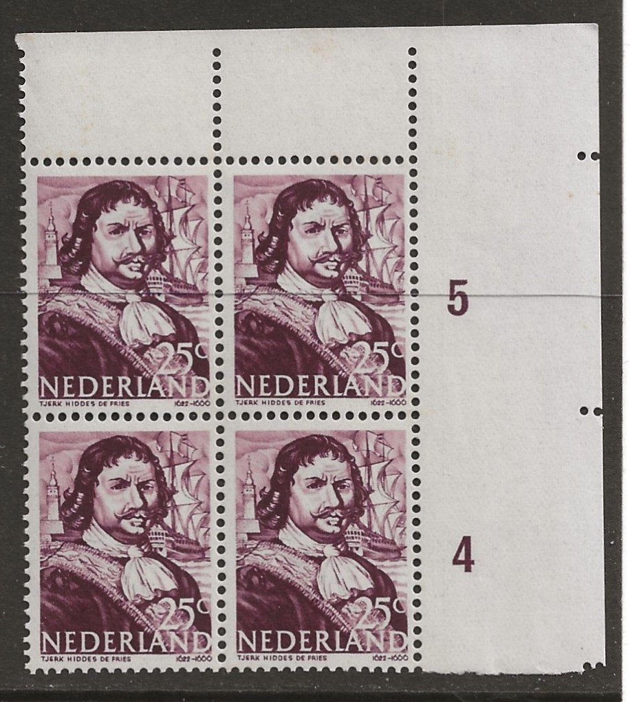 S- Ned. PF 1943 nr.419 blokje zeehelden met hoektab, Ophalen of Verzenden, Na 1940, Postfris