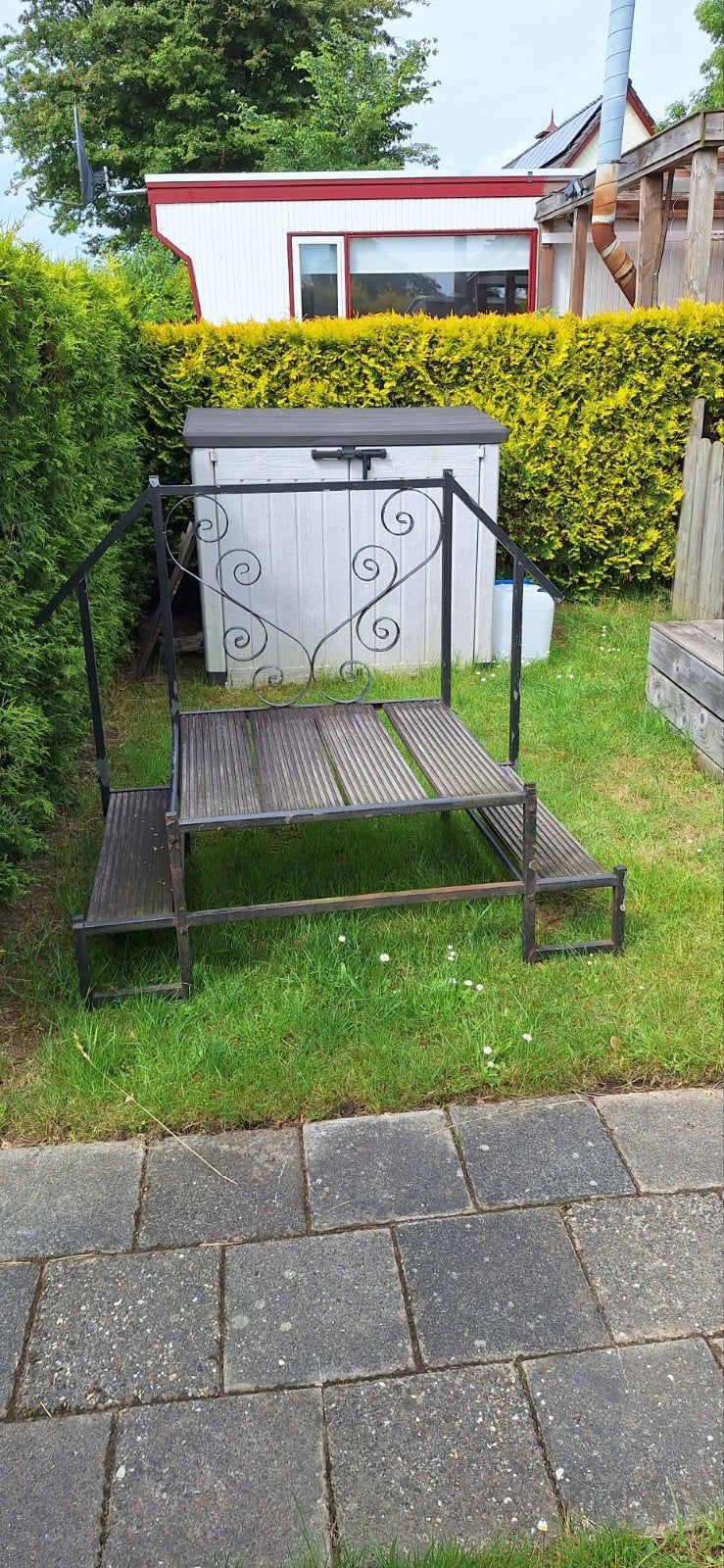 Stevige metalen opstap voor stacaravan of chalet, Ophalen of Verzenden