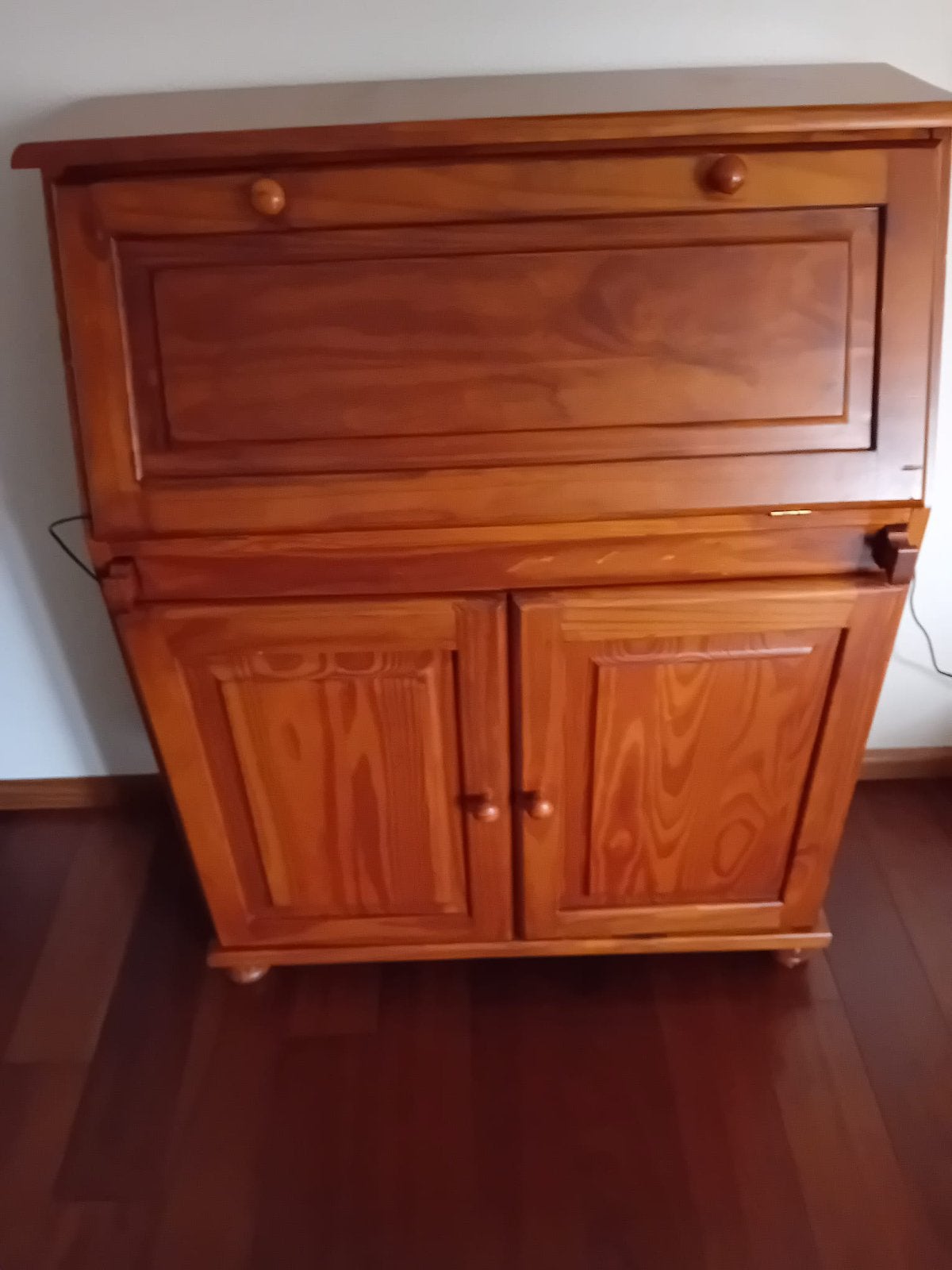 Houten secretaire met klep en deuren, Ophalen, Gebruikt, Hout