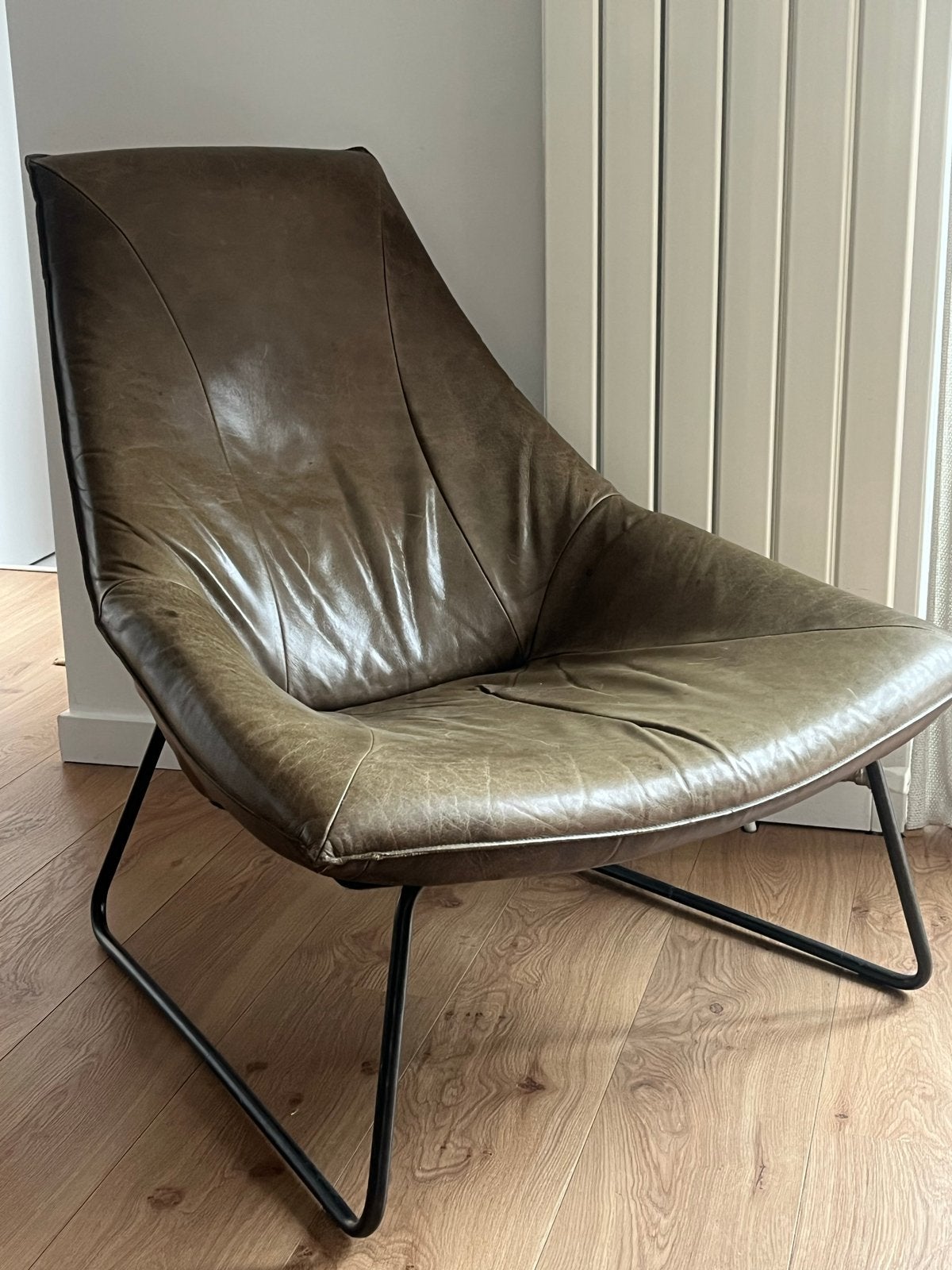 Comfortabele leren Jess Design fauteuil - groen, Huis en Inrichting, Ophalen, Zo goed als nieuw, Leer