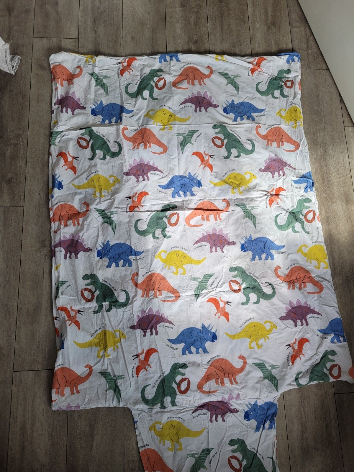 Hema Peuter Dekbedovertrek Dinosaurus 100% Katoen, Wit, Ophalen of Verzenden, Zo goed als nieuw, Hema