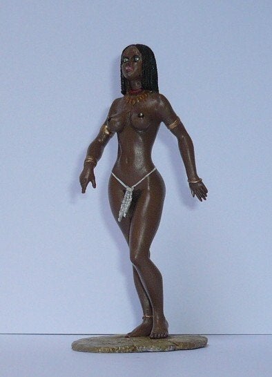 Tinnen figuur van naakte Afrikaanse vrouw, Verzamelen, Ophalen of Verzenden, Zo goed als nieuw