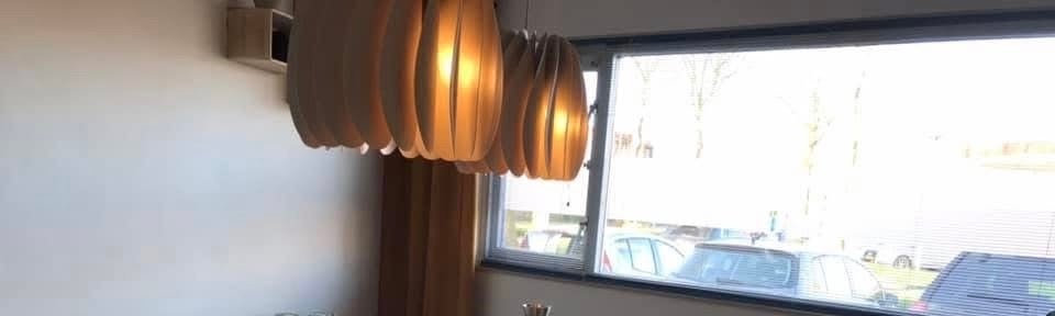 Skymningen hanglampen, zandkleurig - set van twee, Ophalen of Verzenden, Zo goed als nieuw, Kunststof
