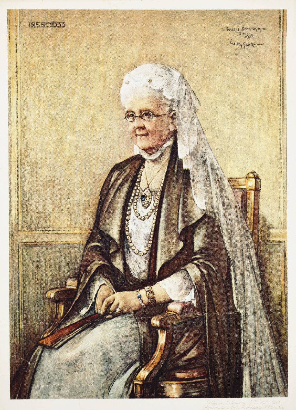 Origineel portret van Koningin Emma door Willy Sluiter, Antiek en Kunst, Ophalen