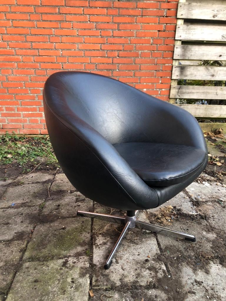 Mid-Century moderne Nederlandse draaistoel jaren 60, Huis en Inrichting, Stoelen, Overige materialen, Gebruikt, Zwart, Ophalen of Verzenden