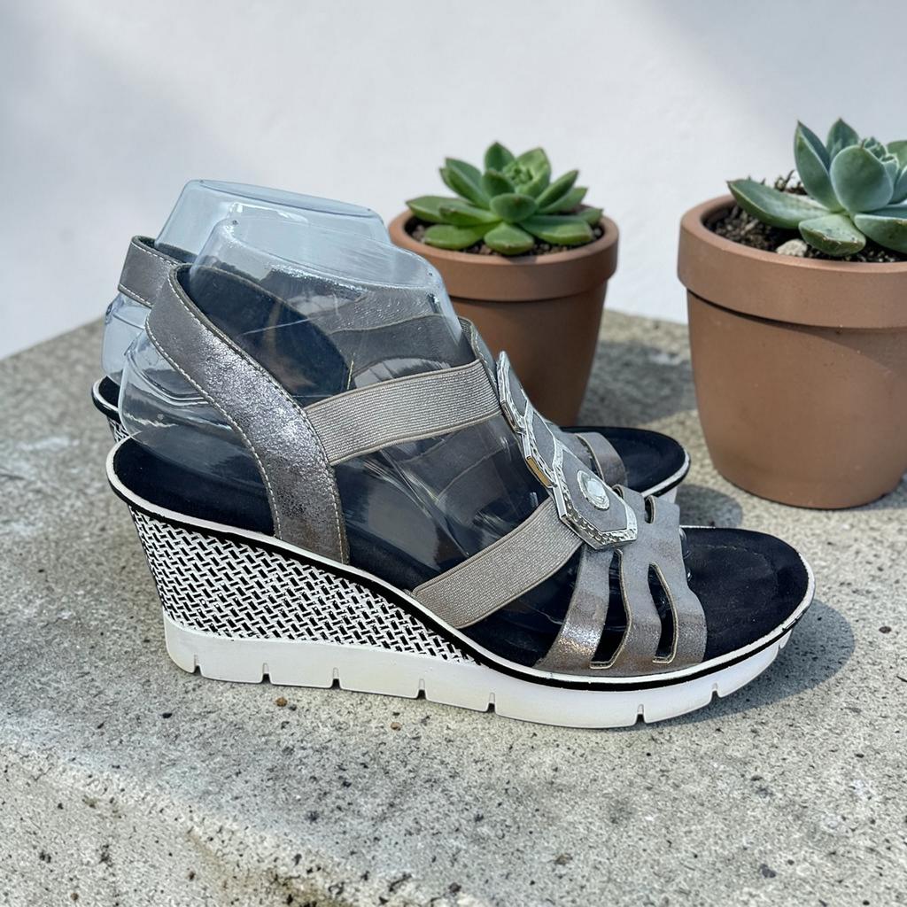Rieker Sandalen Maat 40 Grijs Zilver Sleehak 68550, R, R, R, Grijs