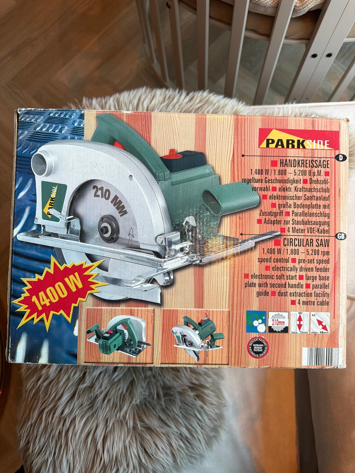 Parkside Handcirkelzaag 1400W -  in doos, Cirkelzaag, 70 mm of meer, Nieuw, Ophalen of Verzenden