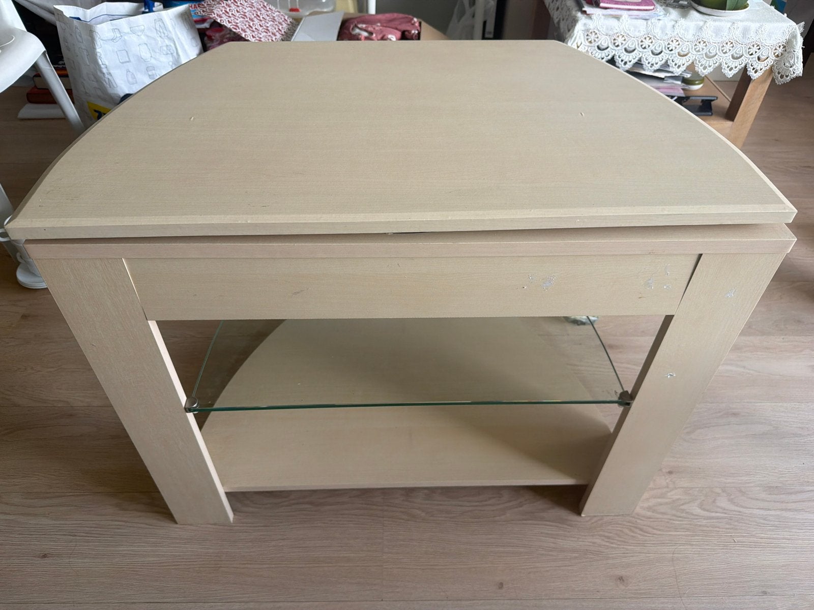 Tv-Tafel met glazen plank, Ophalen, Gebruikt, 50 tot 100 cm, Minder dan 100 cm
