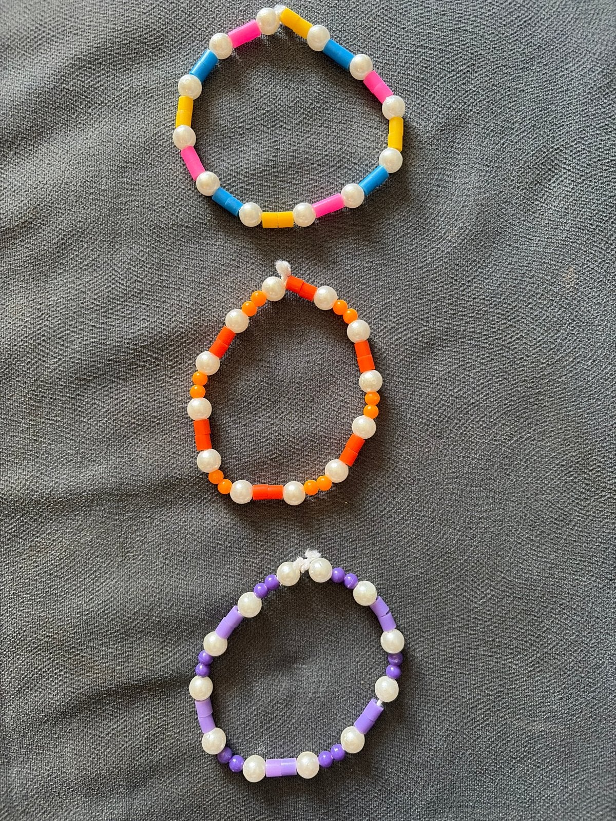 Set van 3 kleurrijke kralenarmbanden met parels, Overige kleuren, Kunststof of Plastic, Nieuw, Ophalen of Verzenden