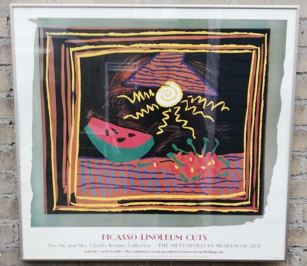 Picasso linoleum cuts. The Metro Mus. Poster. 69/64 cm., Ophalen, 50 tot 75 cm, Zo goed als nieuw, Foto of Poster