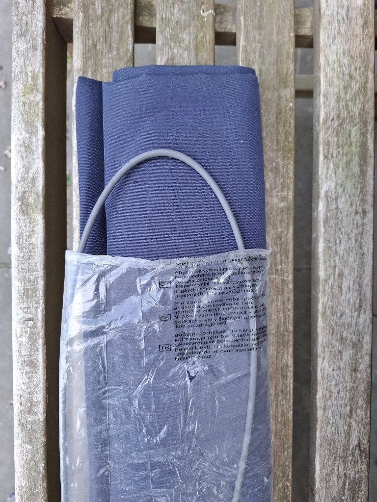 Zonnescherm, klemsysteem, donkerblauw, 350 x 120 cm, Tuin en Terras, Nieuw, Ophalen of Verzenden, 250 cm tot 450 cm, Knikarmscherm