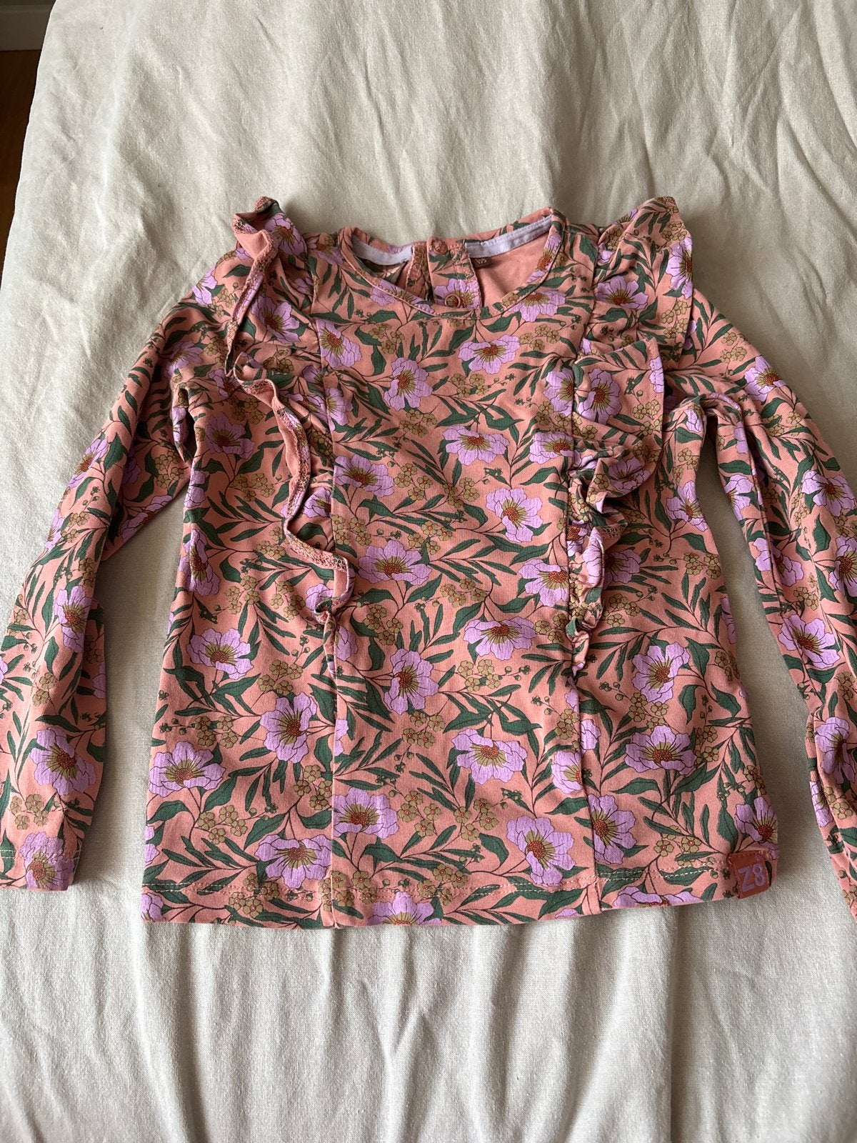 Z8 meisjes shirt met bloemenprint en ruches, Ophalen of Verzenden, Gebruikt, Meisje, Shirt of Longsleeve