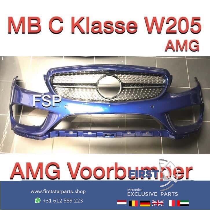 W205 C43 AMG voorbumper + diamond gril Mercedes C Klasse 205, Gebruikt, -, Voor, Ophalen of Verzenden