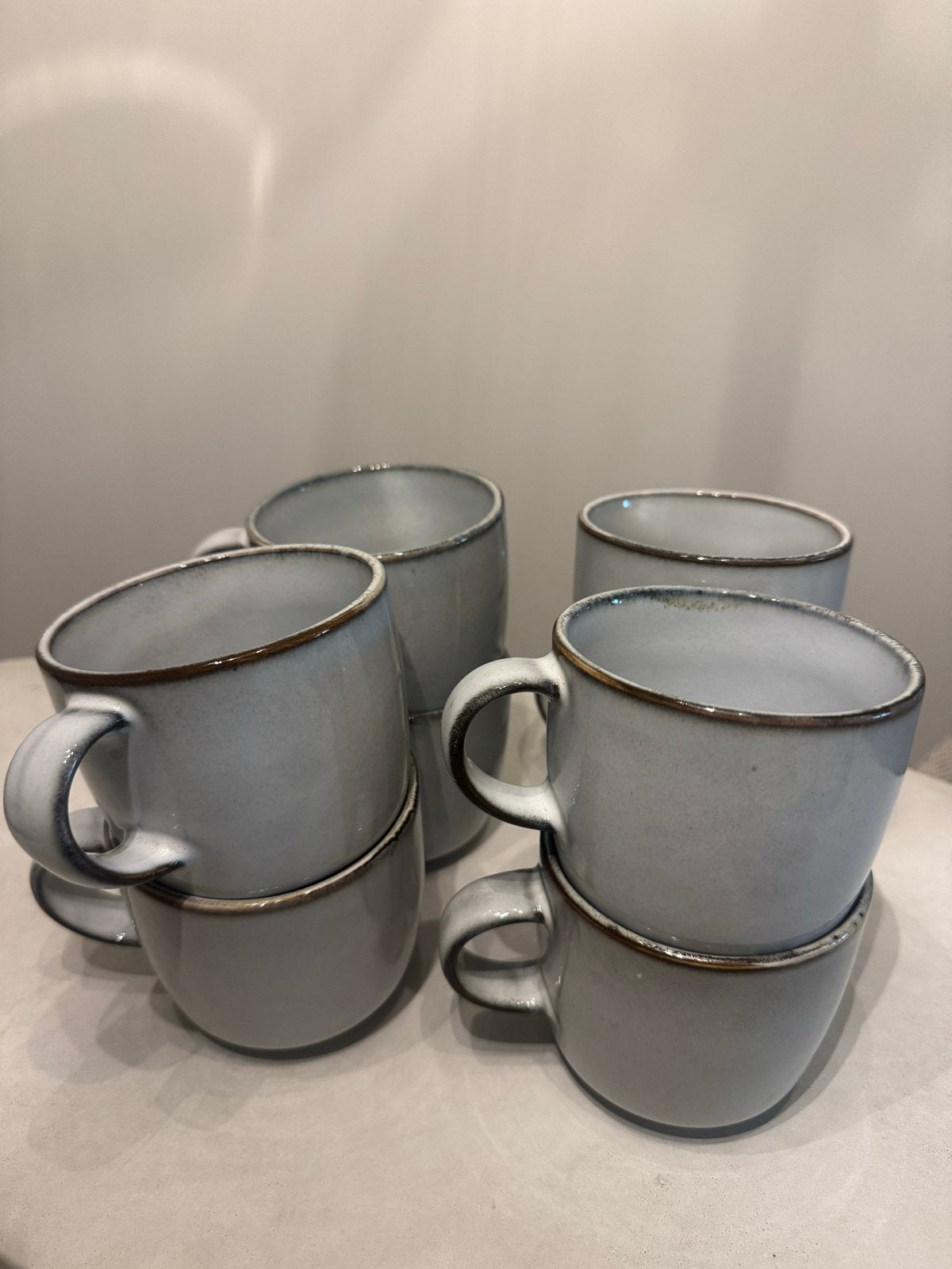 Set van 8 IKEA GLADELIG bekers, grijs, 37 cl, Ophalen, Keramiek, IKEA, Mok