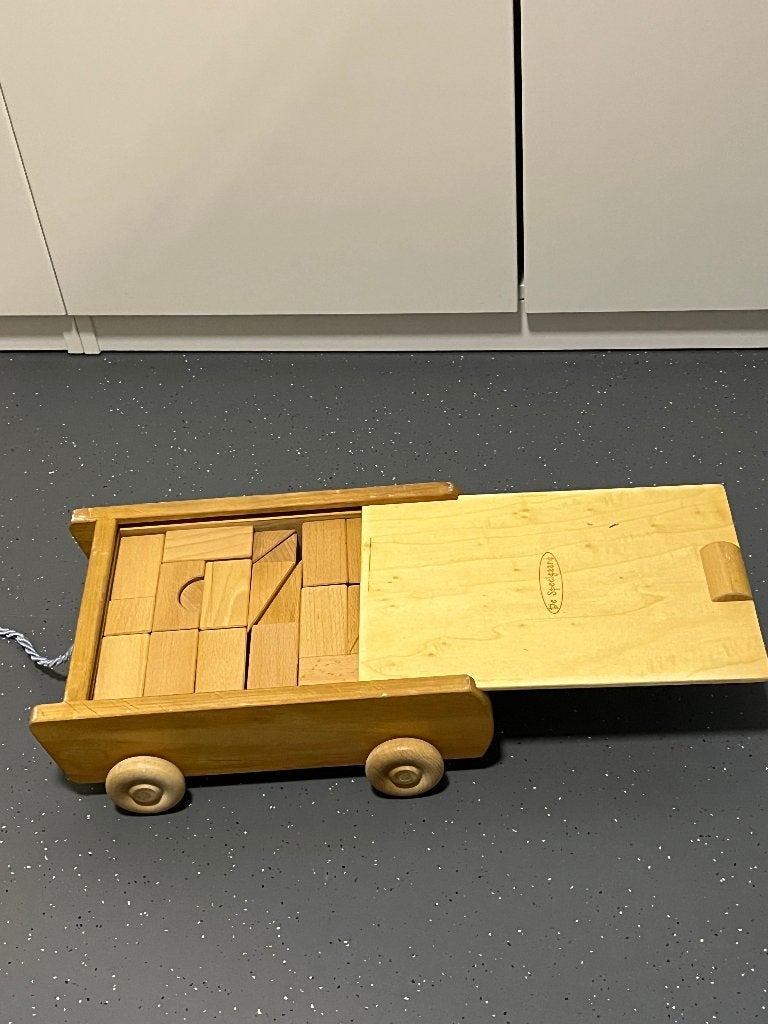 Houten blokkenkar van De Speelgaard, Kinderen en Baby's, Ophalen of Verzenden, Zo goed als nieuw, Overige typen
