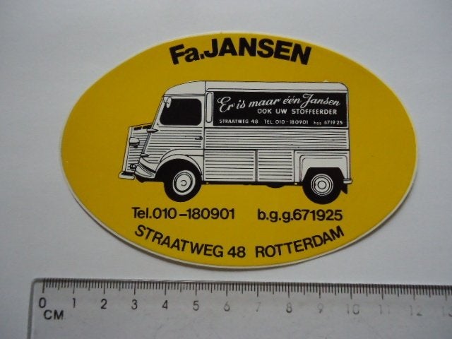 sticker oud Citroen HY bus camper autobus oldtimer jansen, Verzenden, Zo goed als nieuw, Bedrijf of Vereniging