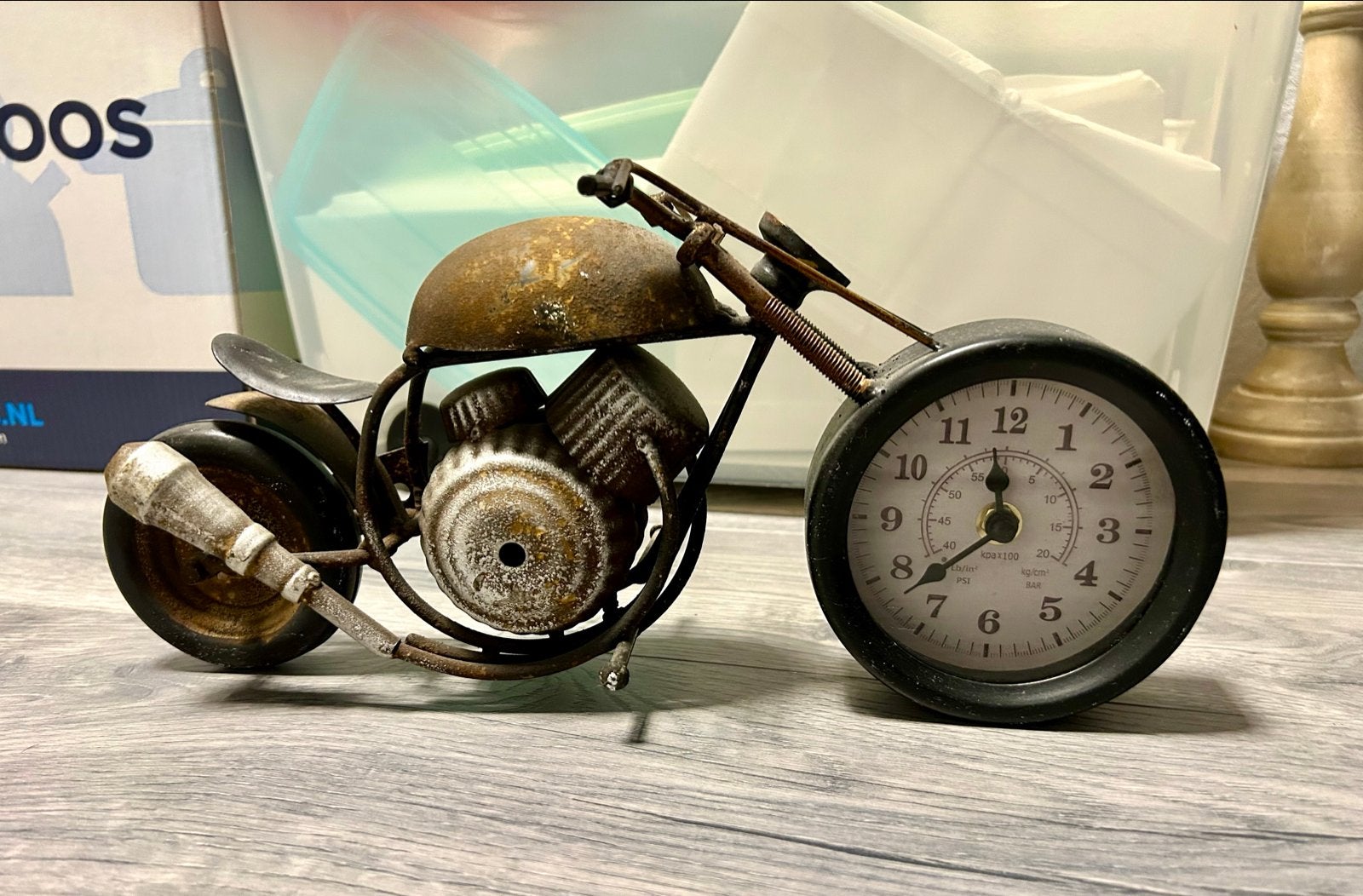 Unieke motorfiets klok - Vintage stijl decoratie, Antiek en Kunst, Ophalen of Verzenden