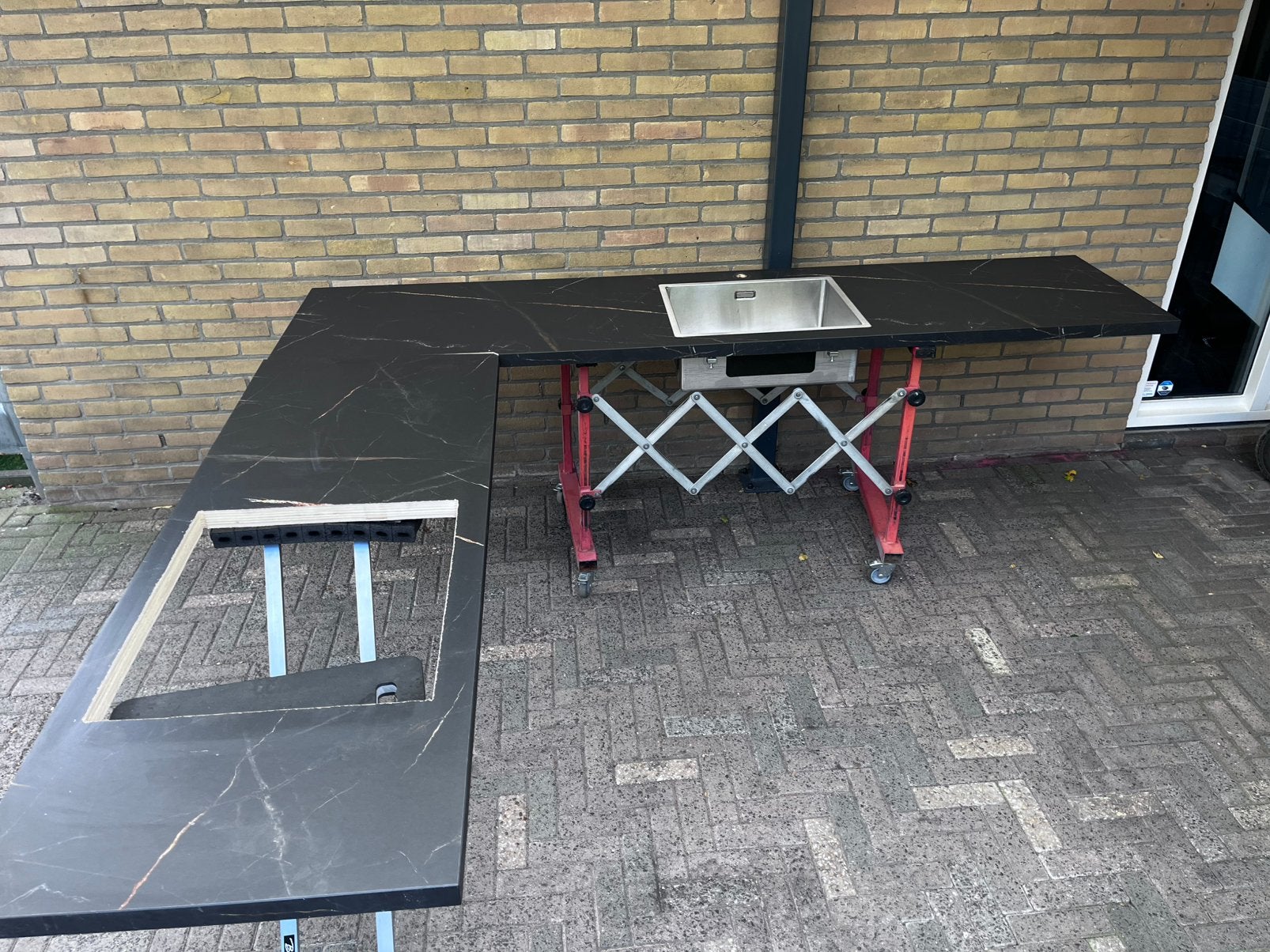 Multiplex keuken aanrechtblad marmer look, Huis en Inrichting, Keuken | Keukenelementen, Zo goed als nieuw, Ophalen