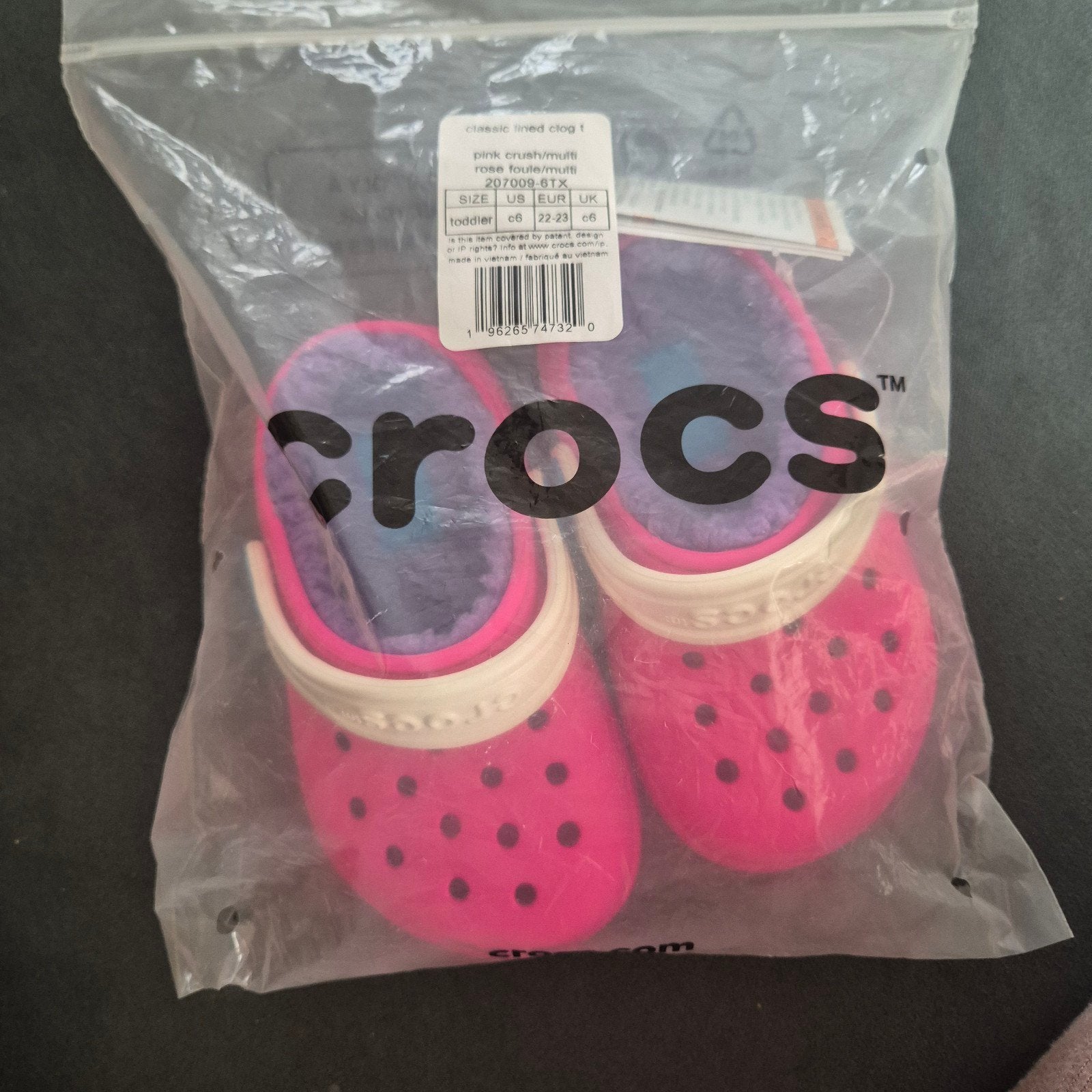 Nieuwe Crocs Classic Lined Clog T - Roze (Maat 22-23), Schoentjes, Crocs, Jongetje of Meisje, Nieuw