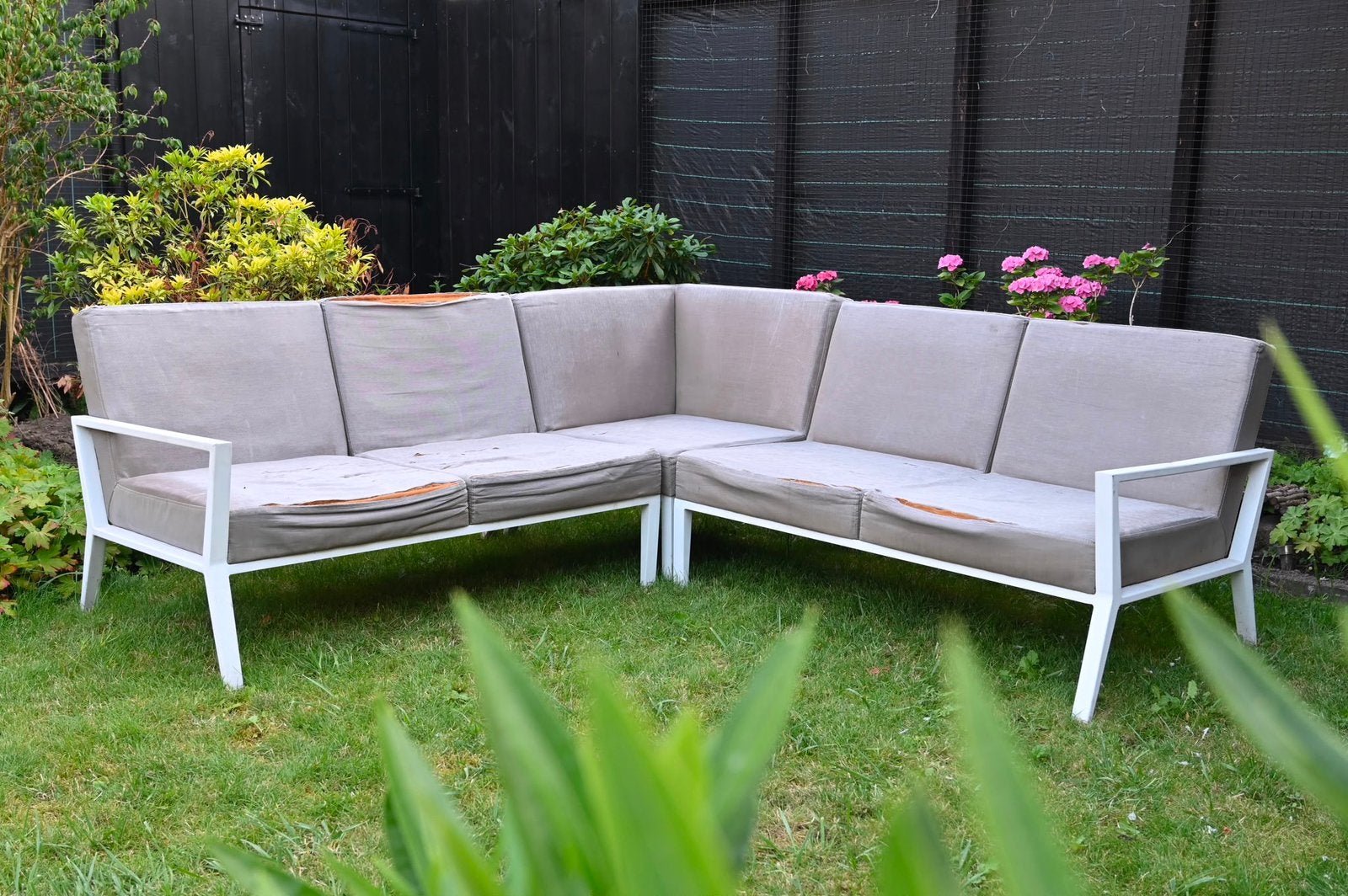 Loungebank wit aluminium OPKNAPPER!!, Ophalen, 5 zitplaatsen, Gebruikt, Aluminium