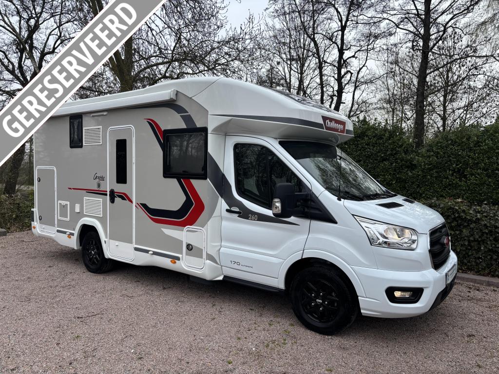 Challenger Graphite VIP 260 Automaat 170pk Garantie 8.400km, Caravans en Kamperen, Campers, Automaat, Luifel, Ringverwarming, Ford