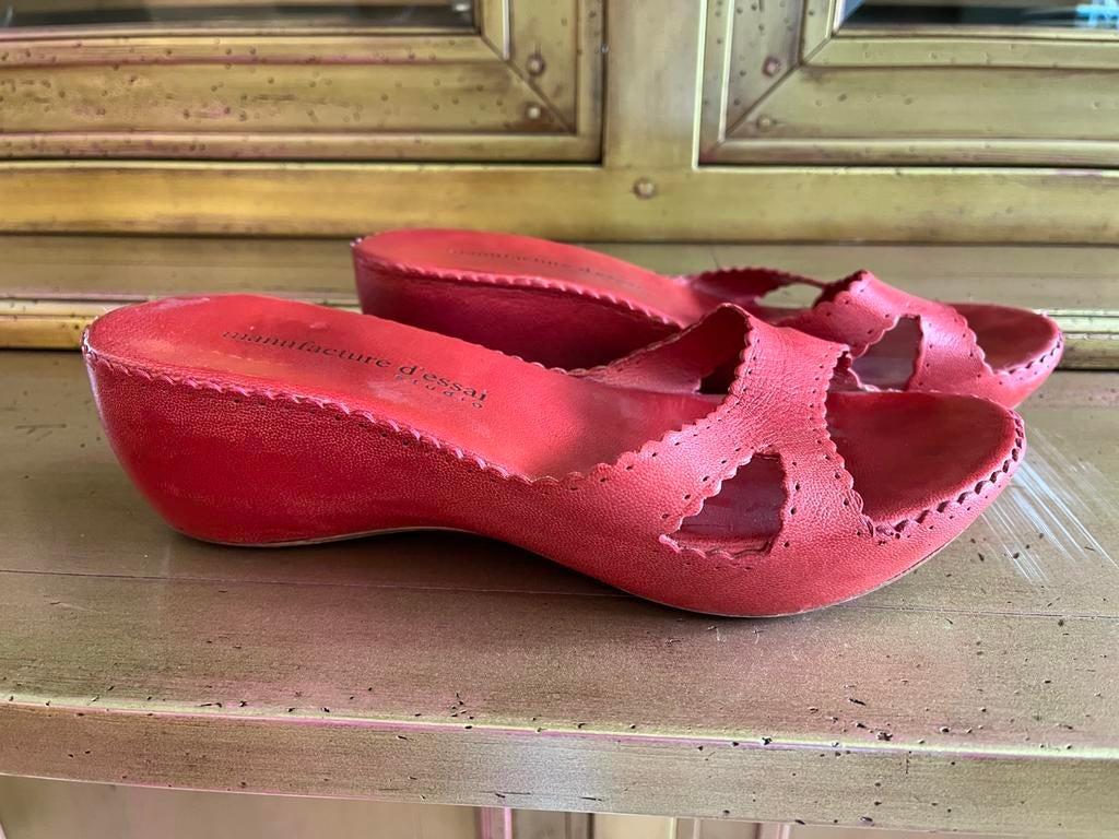 Manufacture d,essai studio rode leren slippers maat 38, Ophalen of Verzenden, Zo goed als nieuw
