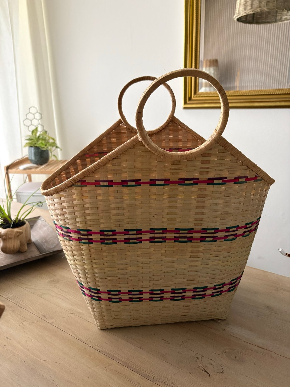 Gevlochten mand met handvatten - 45x35x15 cm, Huis en Inrichting, Ophalen of Verzenden, Zo goed als nieuw, Minder dan 50 cm, 5 – 50